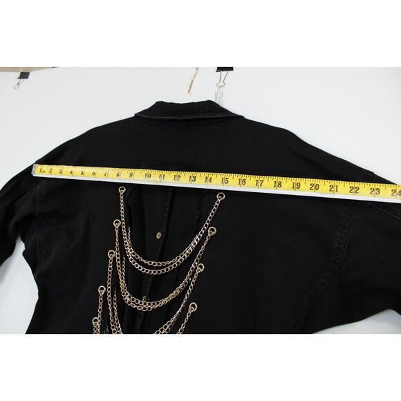 American Bazi Denim Jumpsuit Women S Loose Chain‎ Cut Out Back Stretch Black - Picture 10 of 16